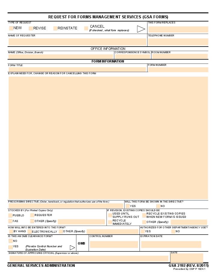 Request for Forms Management Services (GSA Forms) Flow Template for Costa Mesa