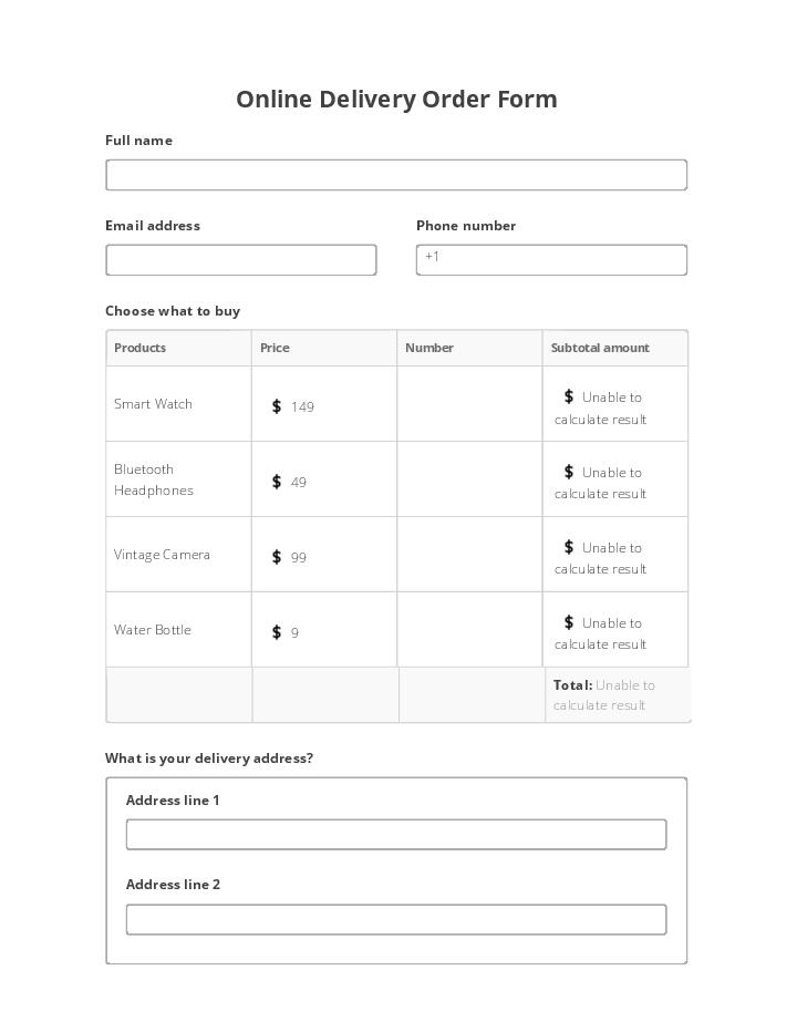 Online Delivery Order Flow Template for Georgia