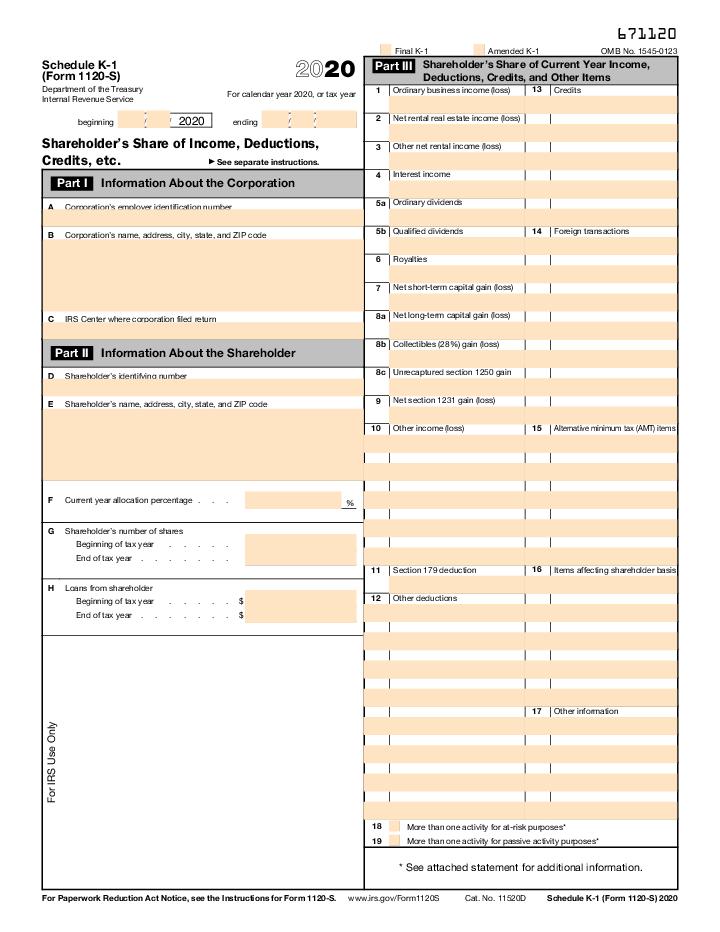 Automate IRS 1120S - Schedule K-1 filling with Flow template for Sparks