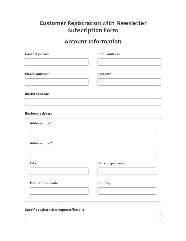 Customer Registration with Newsletter Subscription Flow Template for Connecticut
