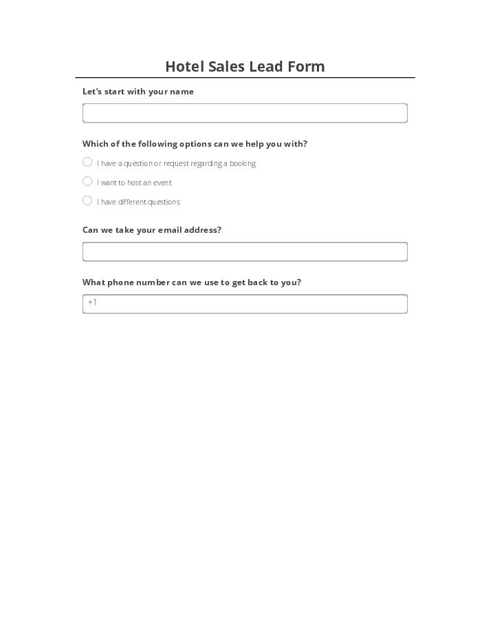 Hotel Sales Lead Form Flow Template for Pasadena