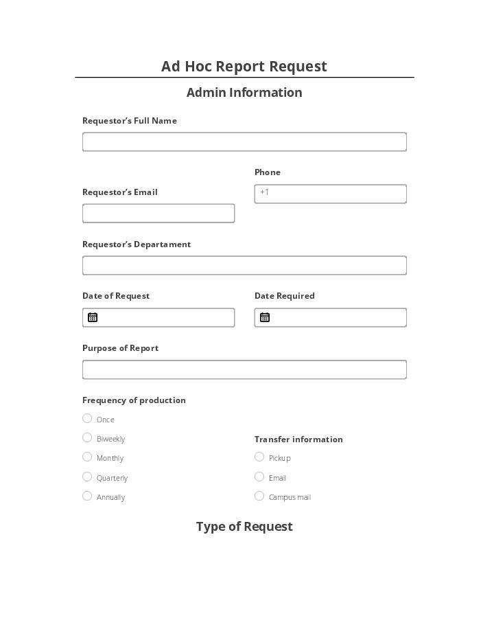 Ad Hoc Report Request Flow Template for Palm Bay