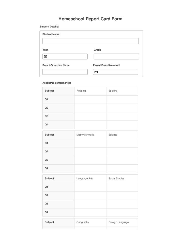 Automate homeschool report card Template using CDLSuite Bot