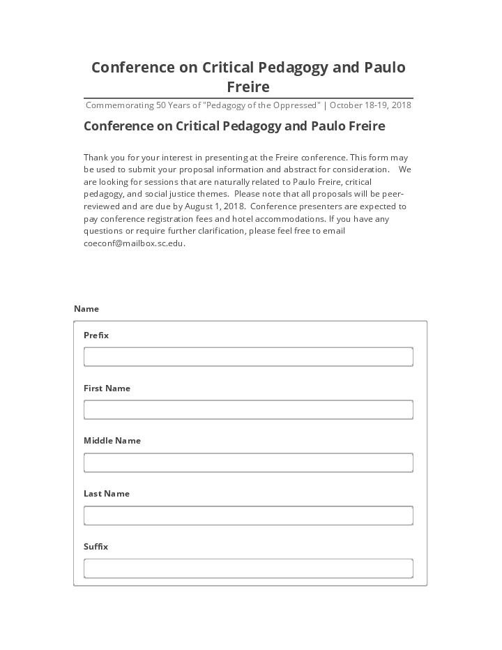 Manage Conference on Critical Pedagogy and Paulo Freire in Microsoft Dynamics