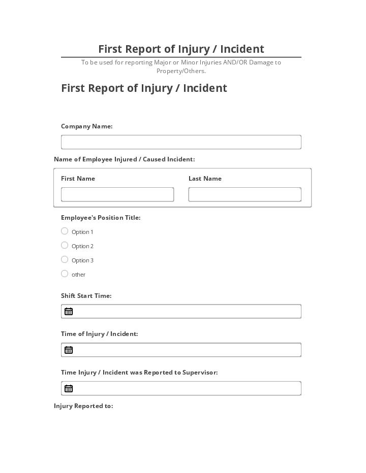 Pre-fill First Report of Injury / Incident from Microsoft Dynamics