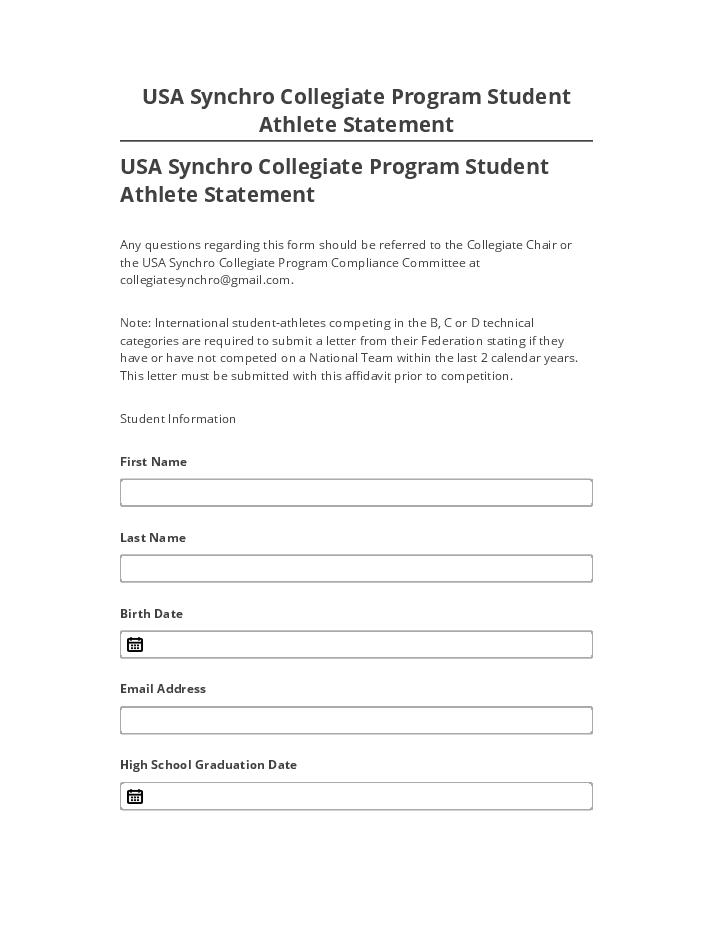 Extract USA Synchro Collegiate Program Student Athlete Statement
