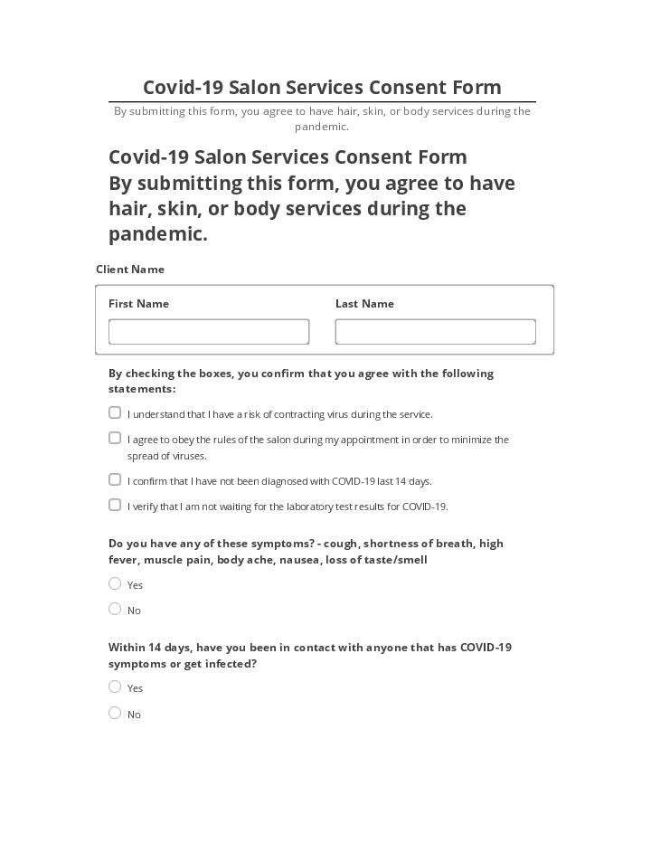 Export Covid-19 Salon Services Consent Form to Netsuite