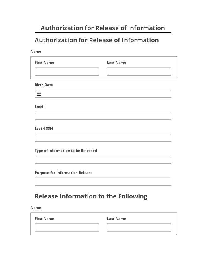 Update Authorization for Release of Information