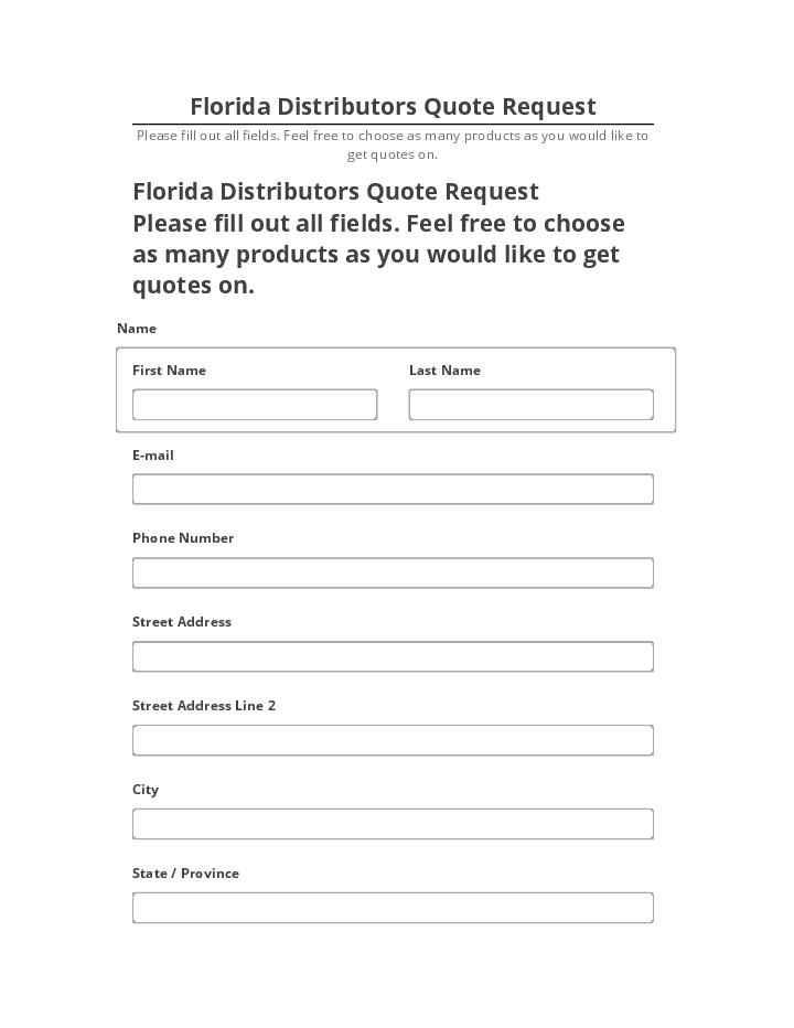 Incorporate Florida Distributors Quote Request