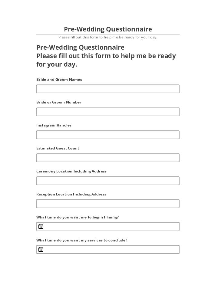 Manage Pre-Wedding Questionnaire in Microsoft Dynamics