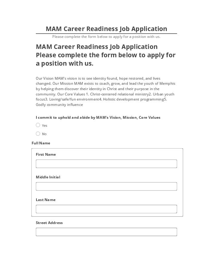 Integrate MAM Career Readiness Job Application with Salesforce