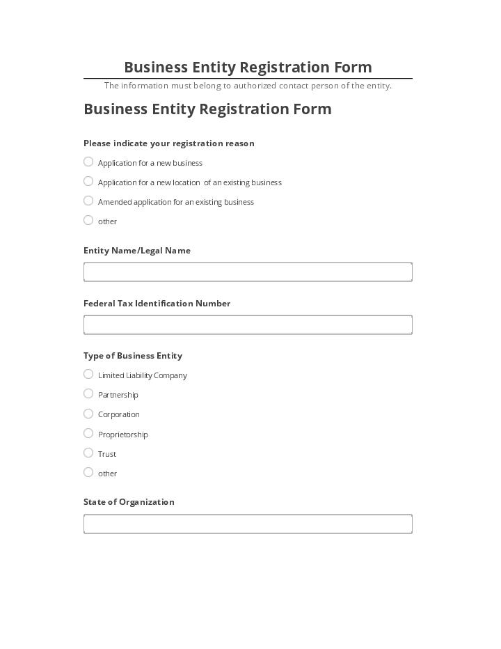 Update Business Entity Registration Form from Salesforce