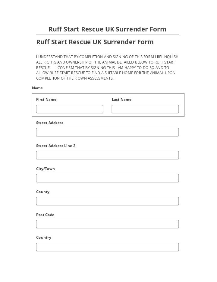 Extract Ruff Start Rescue UK Surrender Form from Netsuite