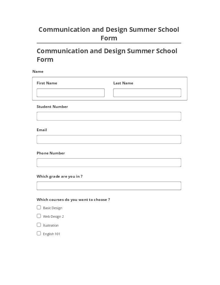 Update Communication and Design Summer School Form from Salesforce