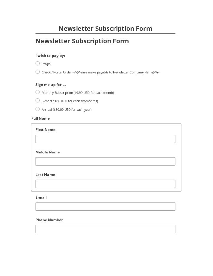 Incorporate Newsletter Subscription Form in Microsoft Dynamics