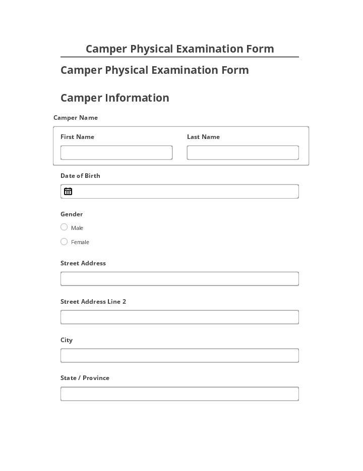 Pre-fill Camper Physical Examination Form from Salesforce