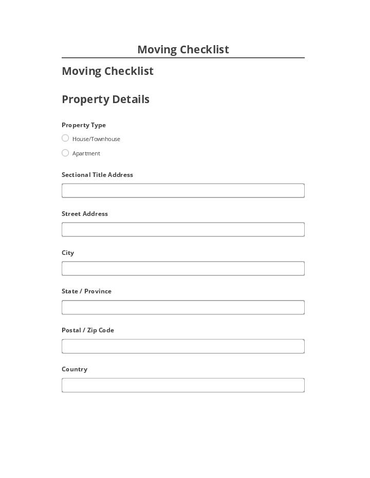 Update Moving Checklist from Microsoft Dynamics