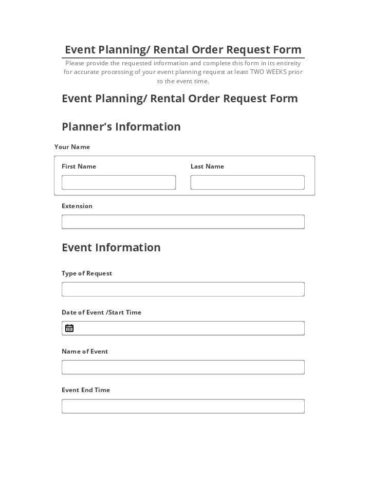 Arrange Event Planning/ Rental Order Request Form in Netsuite