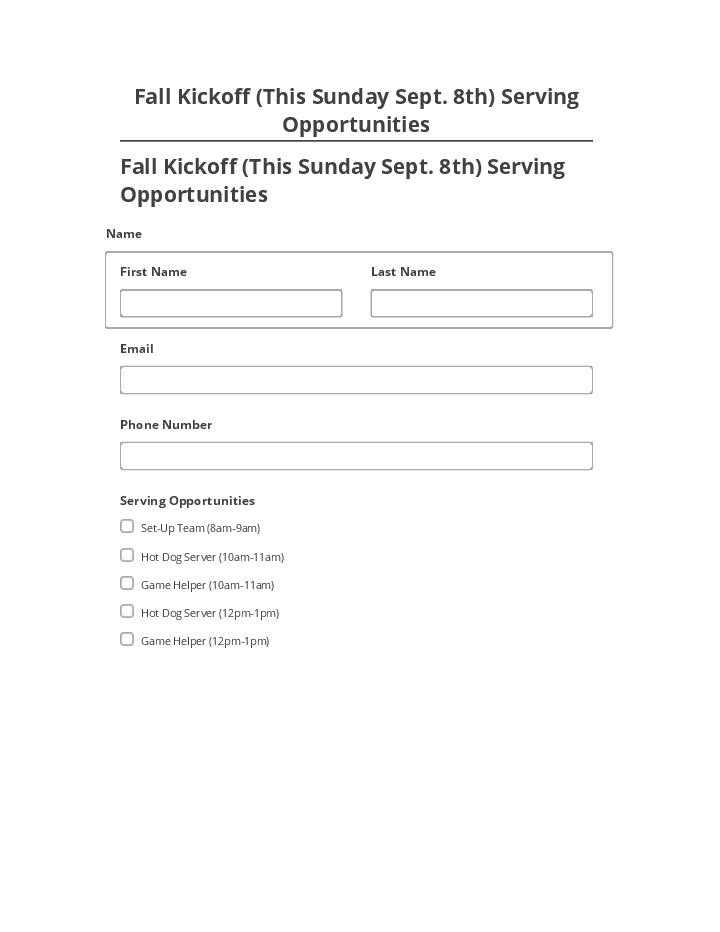Automate Fall Kickoff (This Sunday Sept. 8th) Serving Opportunities in Salesforce
