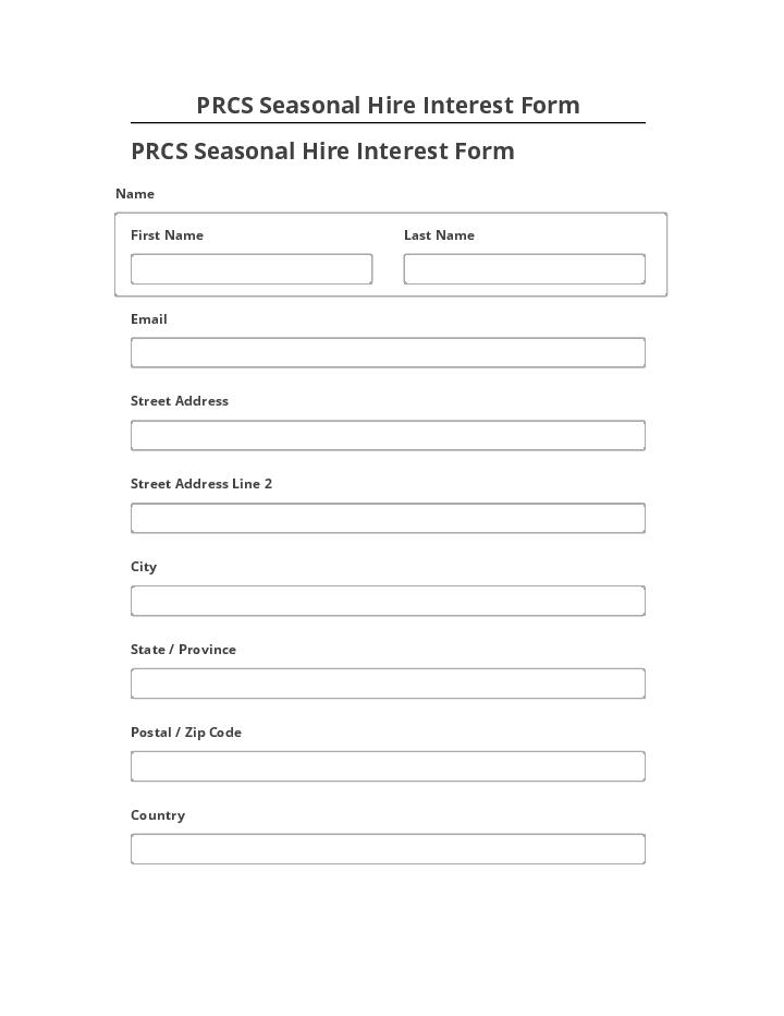 Synchronize PRCS Seasonal Hire Interest Form with Salesforce