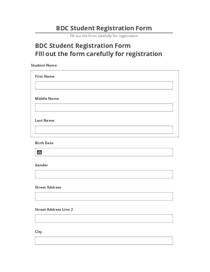 Update BDC Student Registration Form from Netsuite