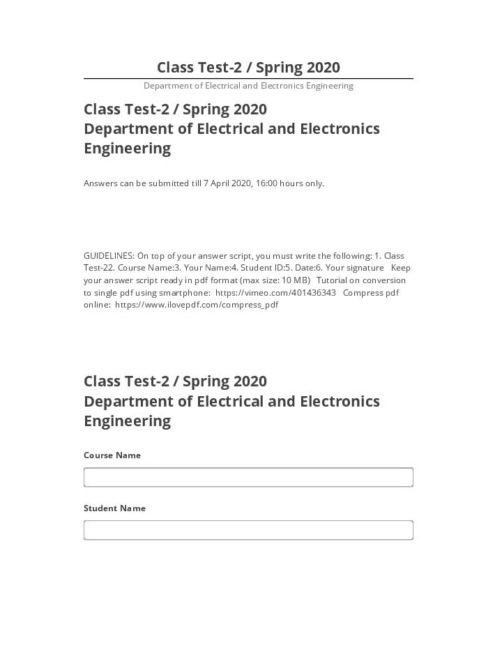 Synchronize Class Test-2 / Spring 2020 with Microsoft Dynamics