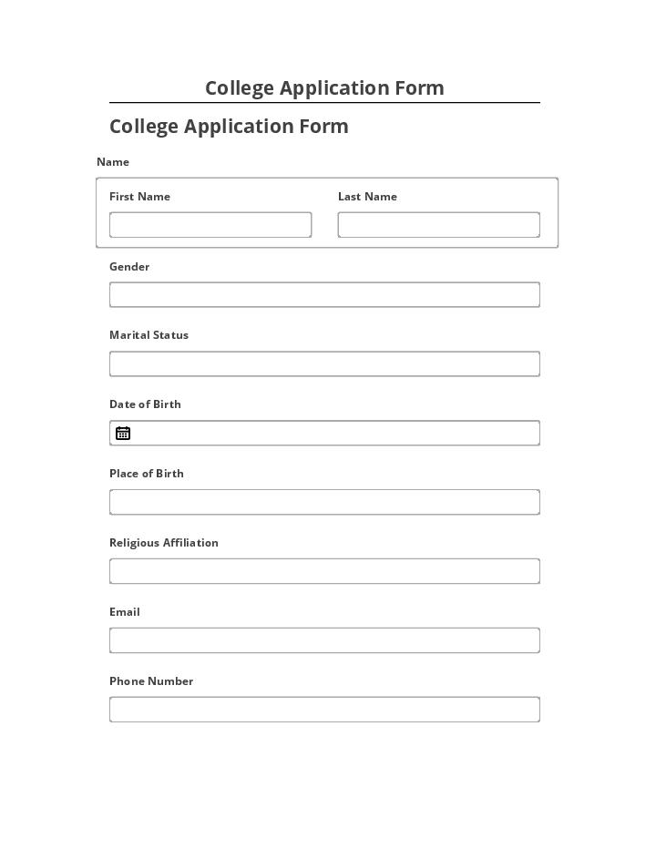 Incorporate College Application Form in Salesforce