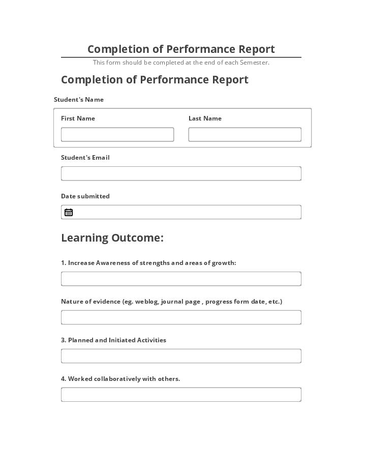 Incorporate Completion of Performance Report