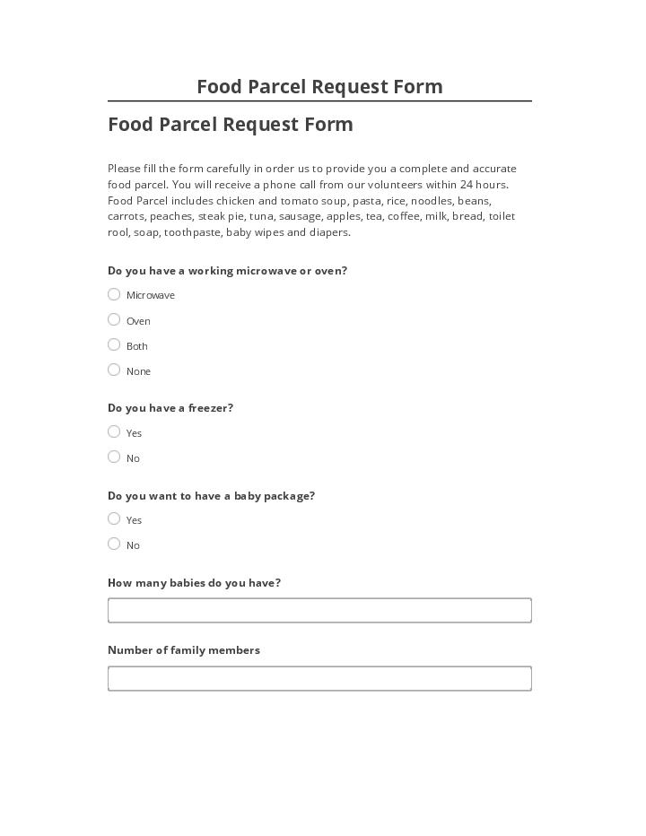 Update Food Parcel Request Form from Salesforce