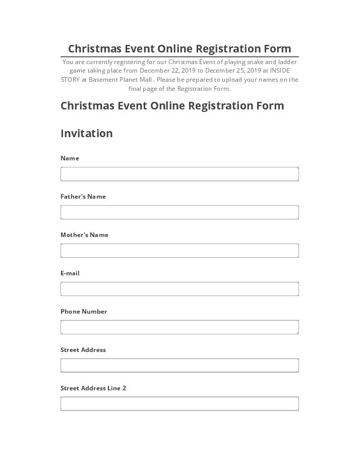 Pre-fill Christmas Event Online Registration Form from Netsuite