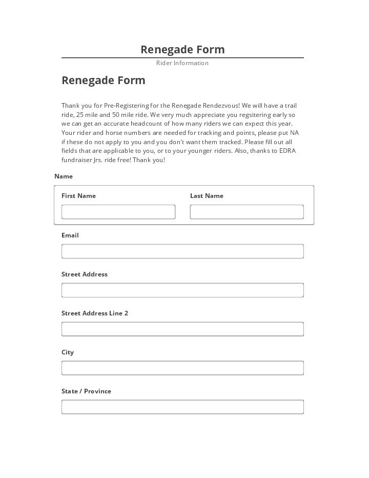 Arrange Renegade Form