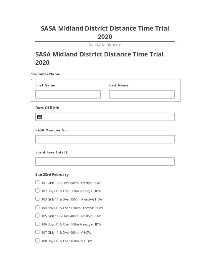 Incorporate SASA Midland District Distance Time Trial 2020 in Netsuite