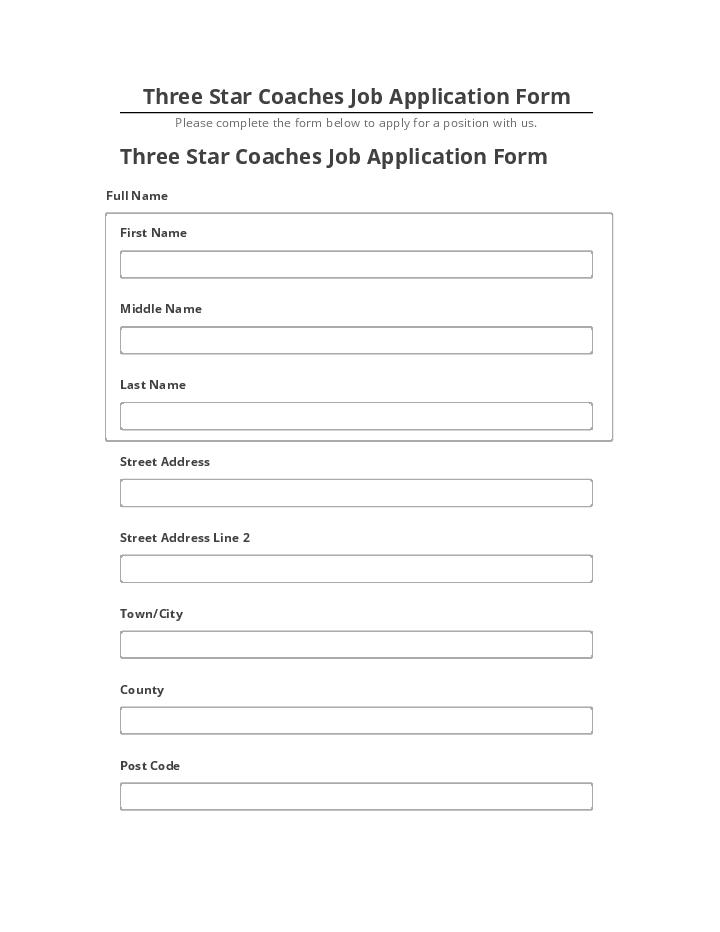 Automate Three Star Coaches Job Application Form