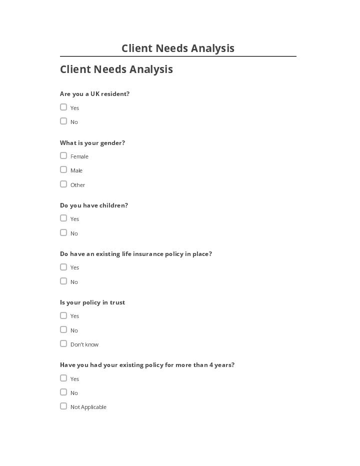 Export Client Needs Analysis to Netsuite