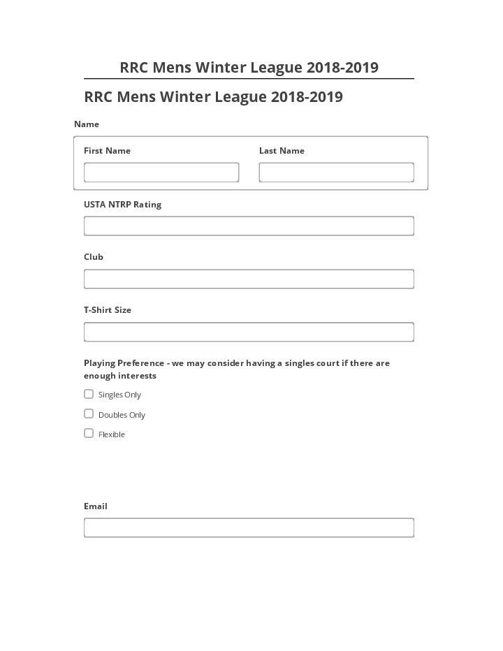 Automate RRC Mens Winter League 2018-2019 in Netsuite
