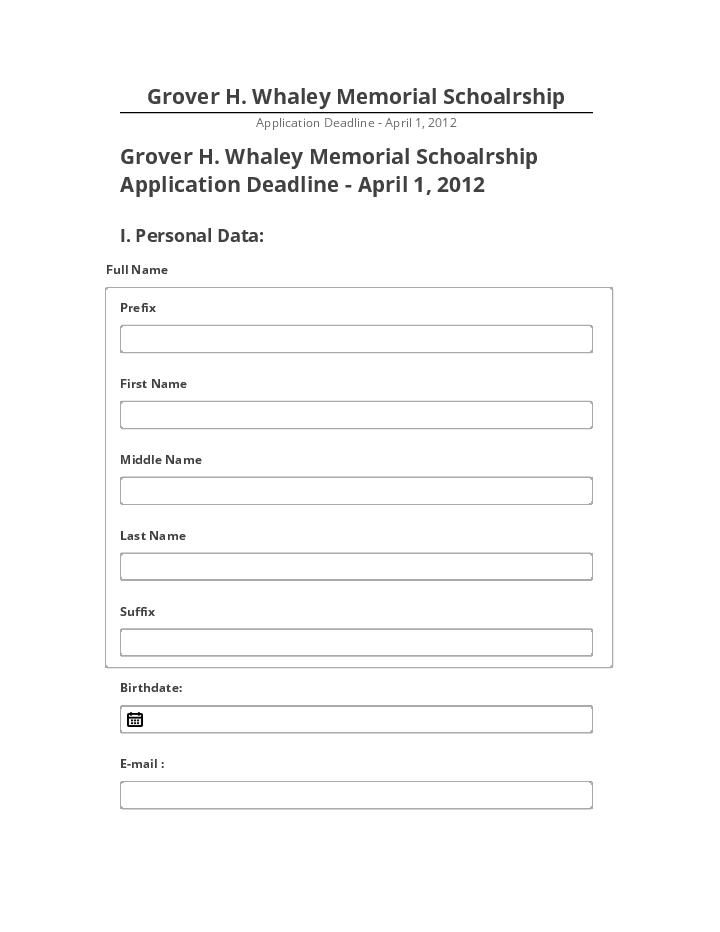 Extract Grover H. Whaley Memorial Schoalrship from Salesforce