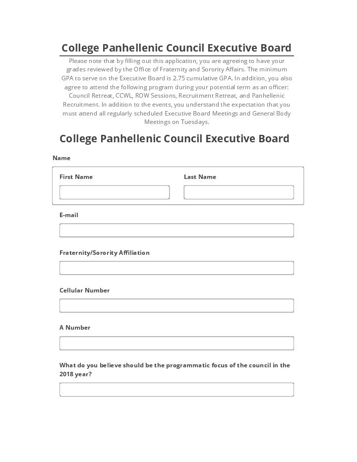 Update College Panhellenic Council Executive Board from Salesforce
