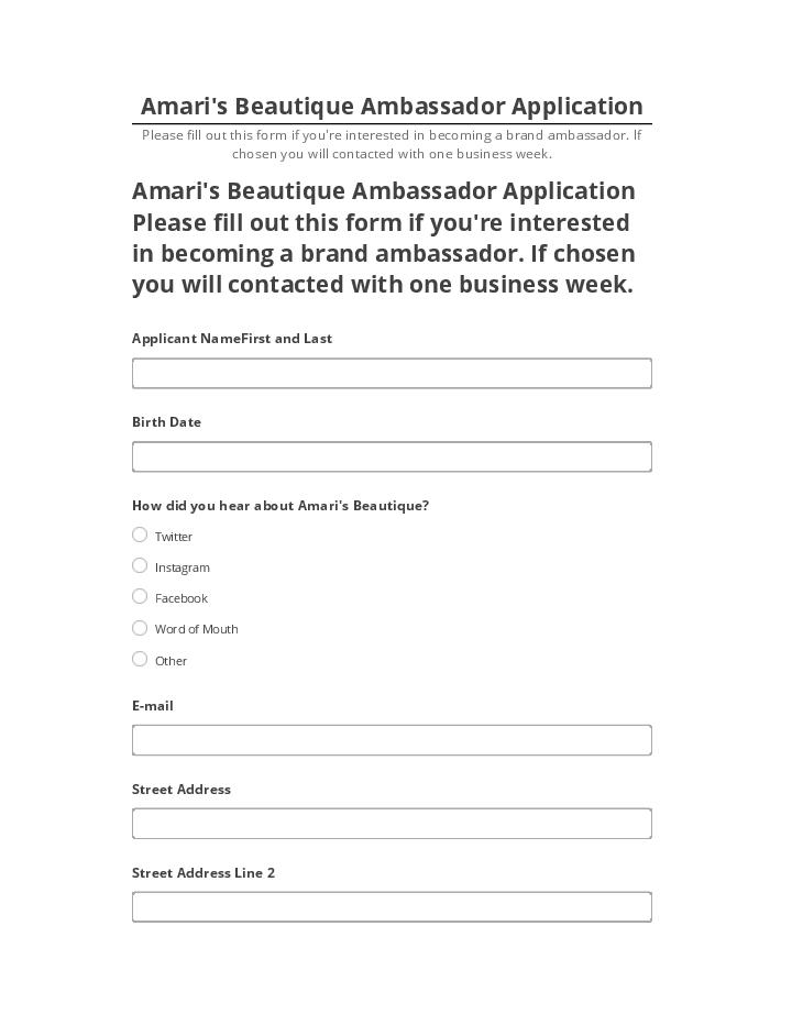 Extract Amari's Beautique Ambassador Application from Microsoft Dynamics
