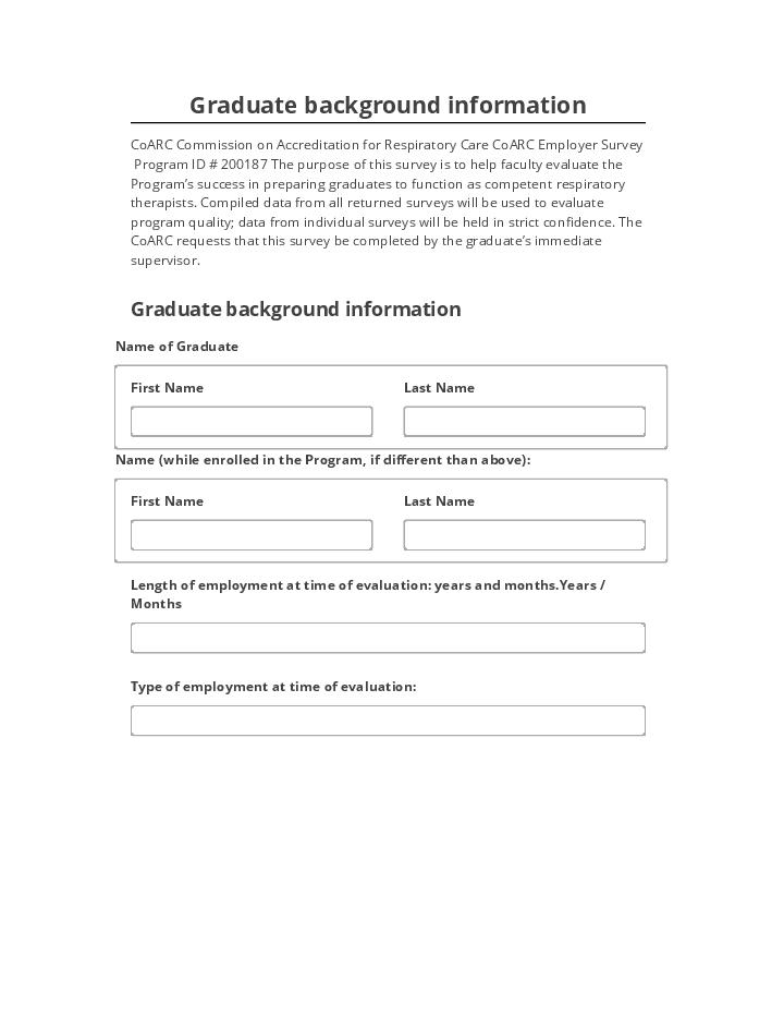 Pre-fill Graduate background information