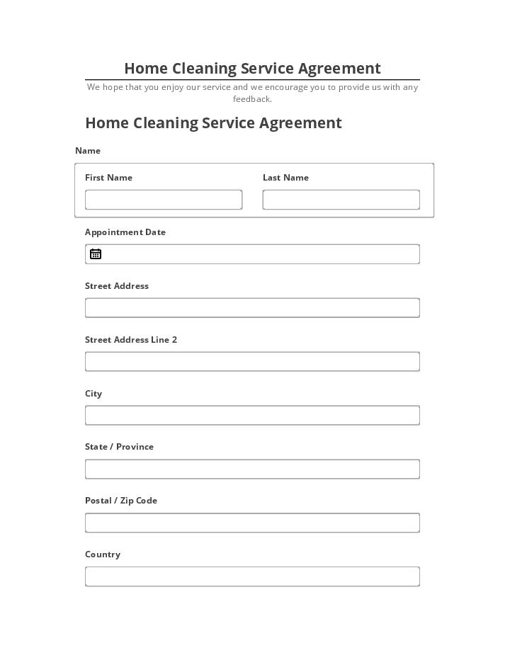 Update Home Cleaning Service Agreement from Salesforce