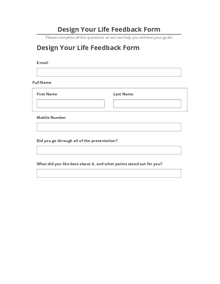Update Design Your Life Feedback Form