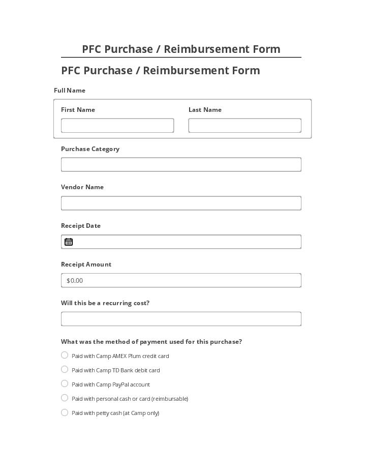 Synchronize PFC Purchase / Reimbursement Form with Microsoft Dynamics