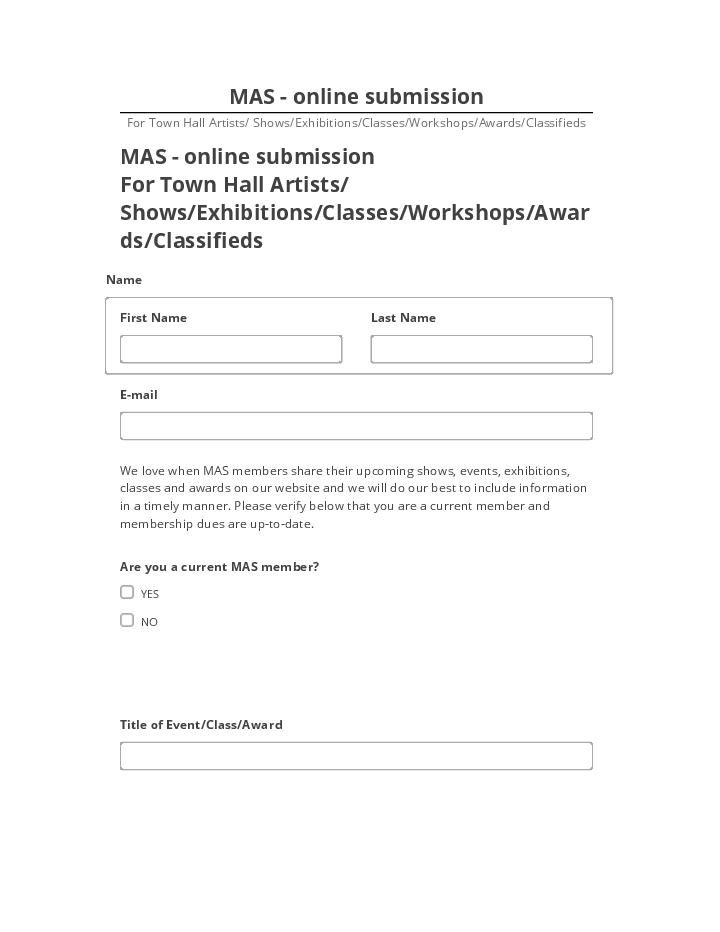 Manage MAS - online submission in Salesforce
