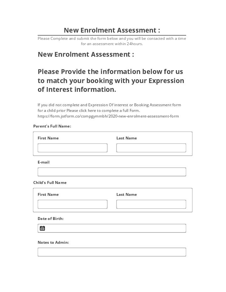 Update New enrollment Assessment : from Microsoft Dynamics