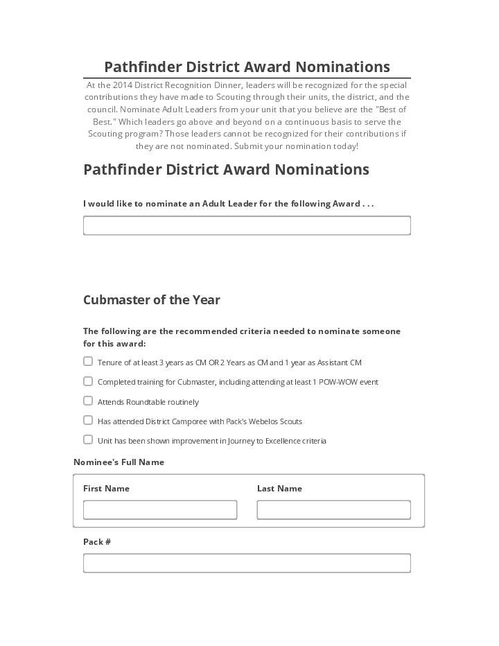 Integrate Pathfinder District Award Nominations with Netsuite