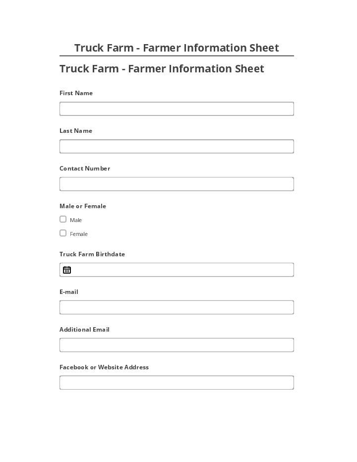 Pre-fill Truck Farm - Farmer Information Sheet