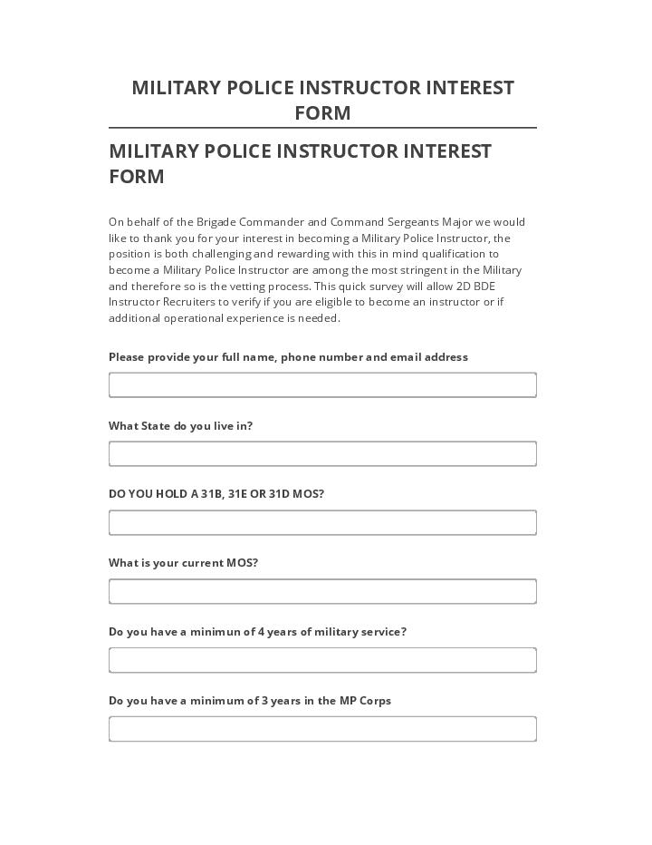 Pre-fill MILITARY POLICE INSTRUCTOR INTEREST FORM from Netsuite