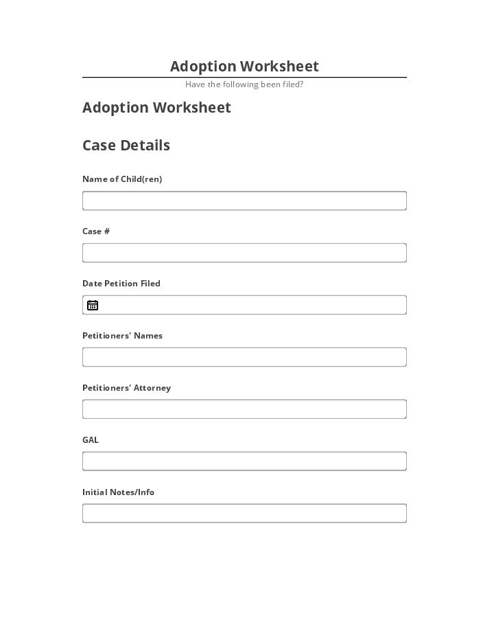 Pre-fill Adoption Worksheet from Netsuite
