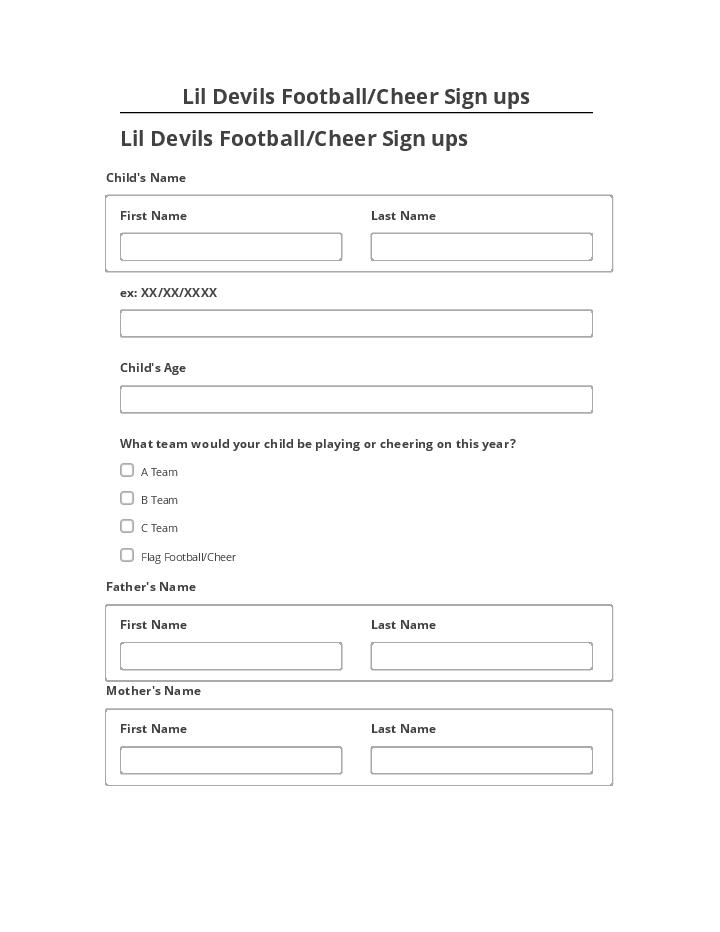 Export Lil Devils Football/Cheer Sign ups to Salesforce