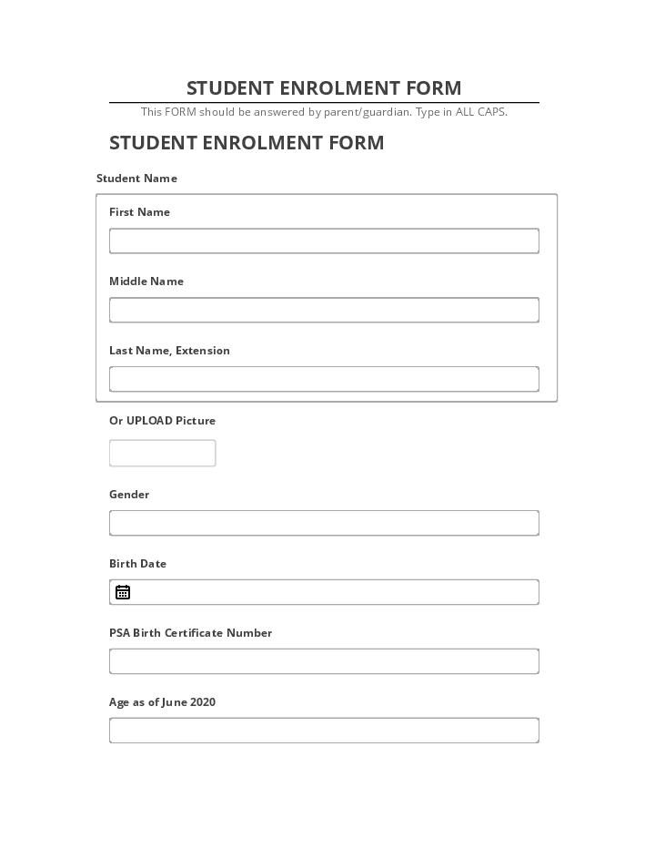 Pre-fill STUDENT enrollment FORM from Netsuite